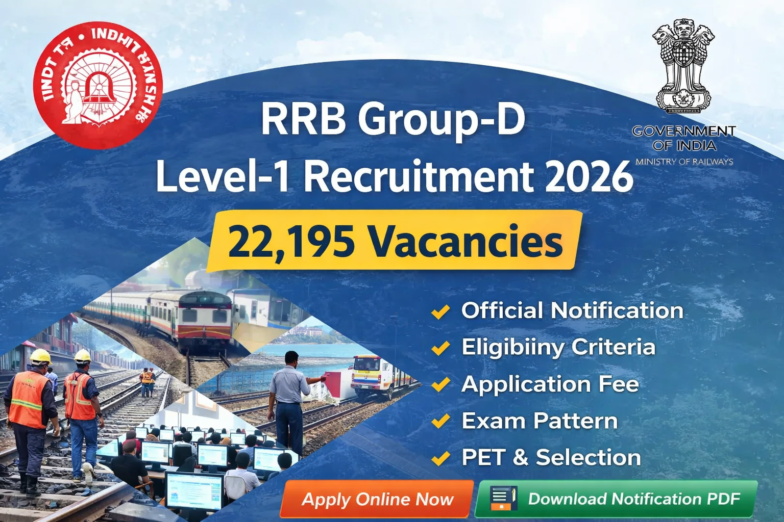 RRB Group D Recruitment 2026 - Apply Online for Various Posts, ResultTimes