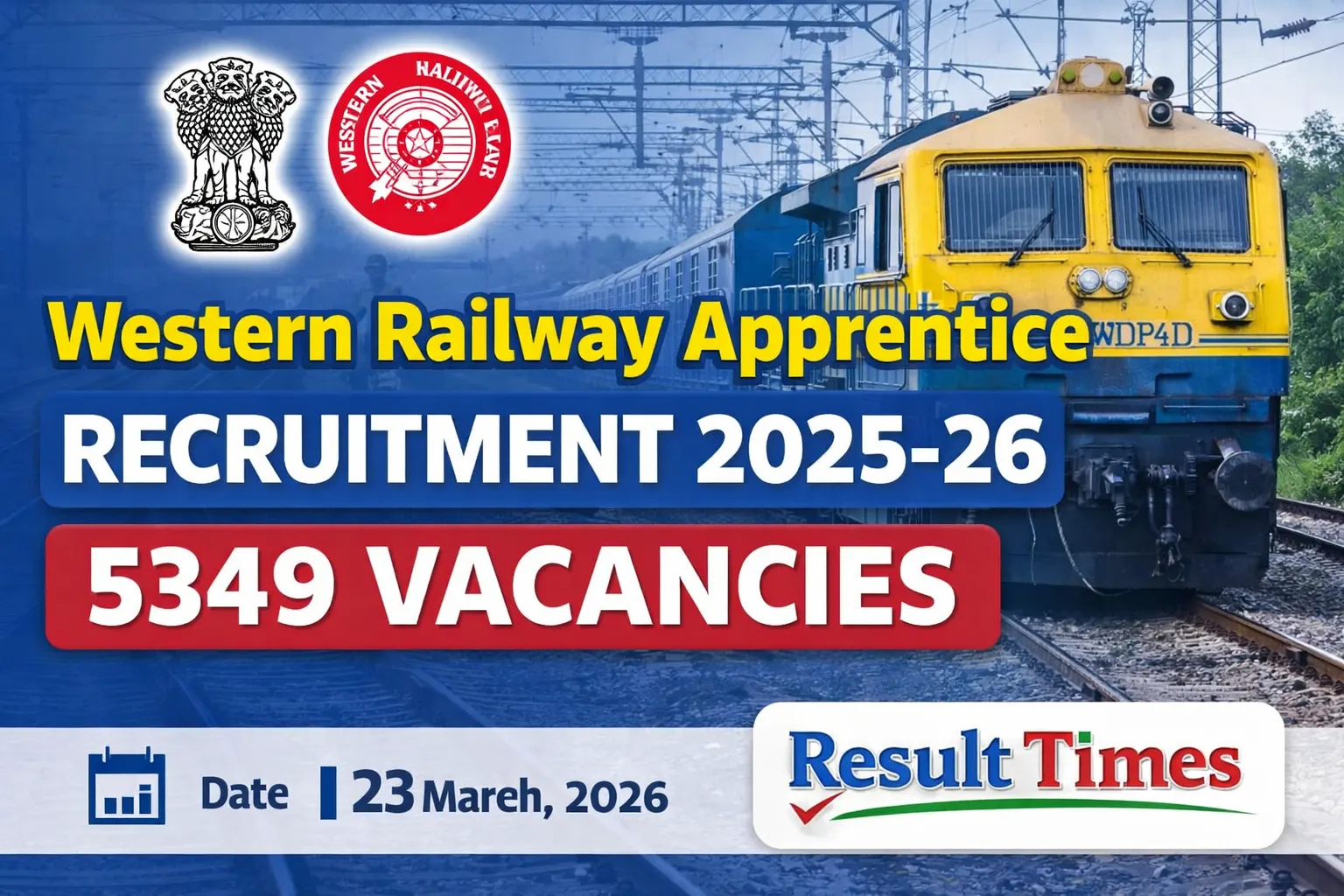 Western Railway Apprentice Recruitment 2025-26 | 5349 Vacancies | Result Times